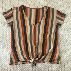 American Eagle striped tie front top